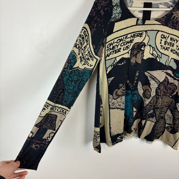 Rundholz Black Label Comic Print Pullover Small cotton modal wool asymmetric - Picture 5 of 10